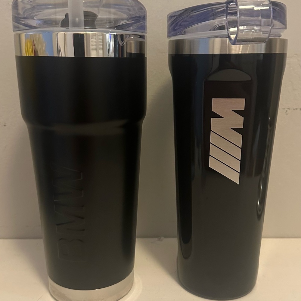BMW Black Tumblers with Clear Lids - Never Used